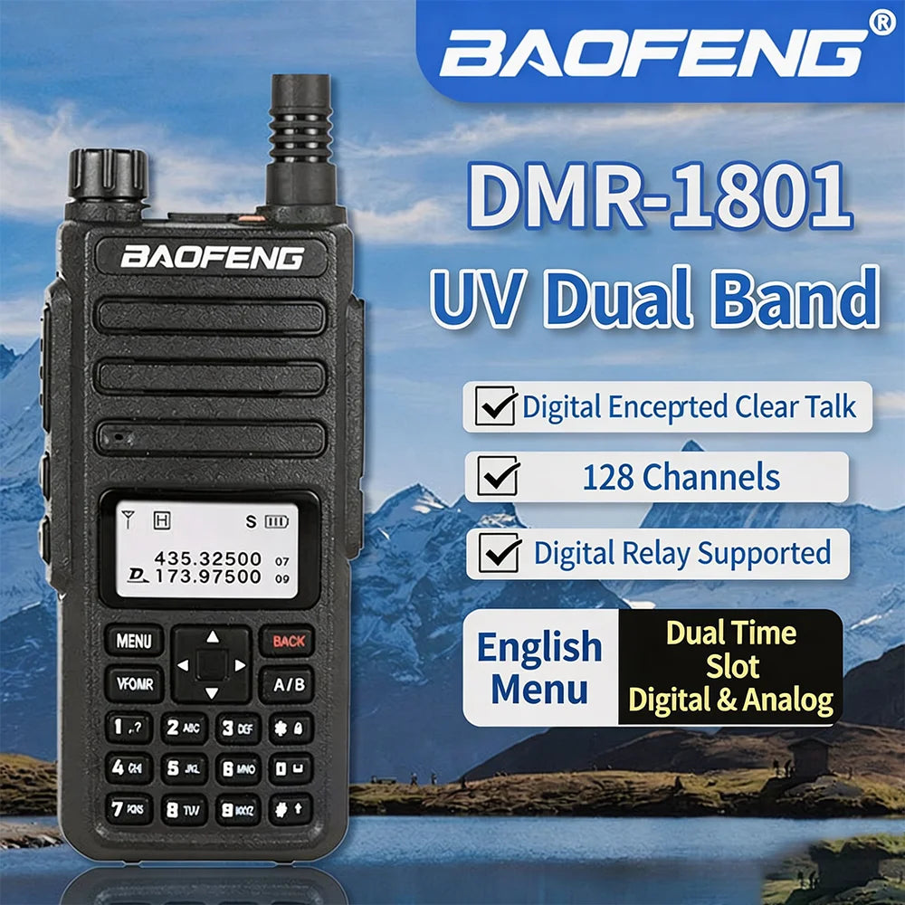 BAOFENG DM1801 Dual Slot DMR Digital & Analog Handheld Walkie Talkie, Professional Ham Outdoor Two Way Radio