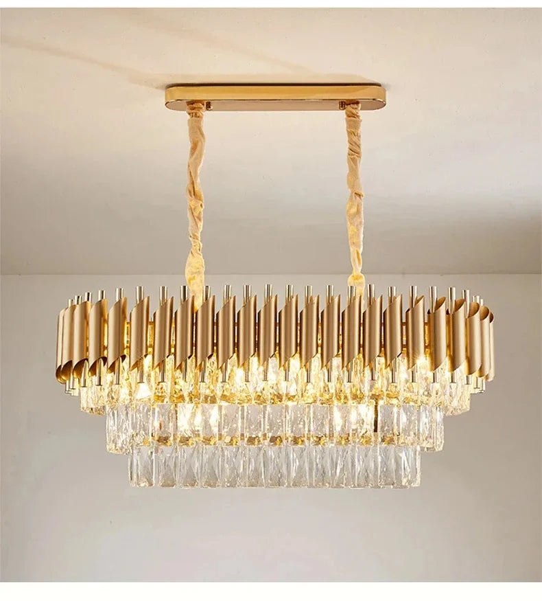 Luxury Crystal Pendant Lamp Modern Villa Living Room Lights Lustre Home Interior Decoration Dining Table Loft Ceiling Chandelier