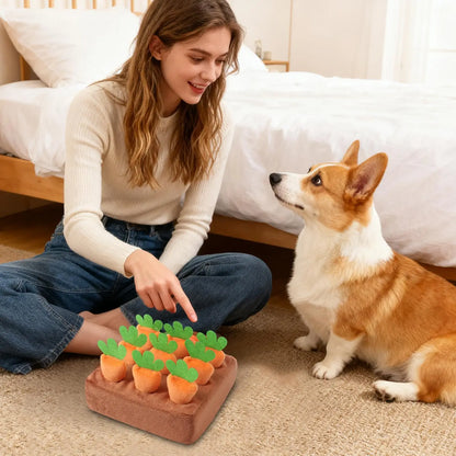 Dog Snuffle Mat Interactive Feeding Puzzle Game with Removable Carrots for Puppy Mental Stimulation Training Mat Slow Feeder
