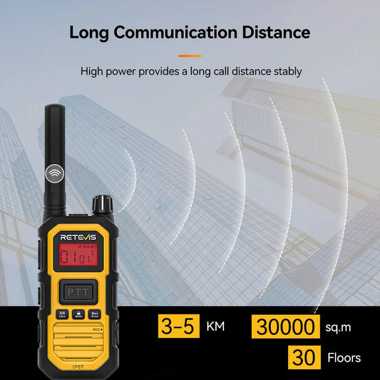 Retevis RB648Plus IP67 Waterproof Walkie Talkie LCD Display Walkie-talkie Long Range Dual PTT Heavy Duty 2 Way Radio for Factory