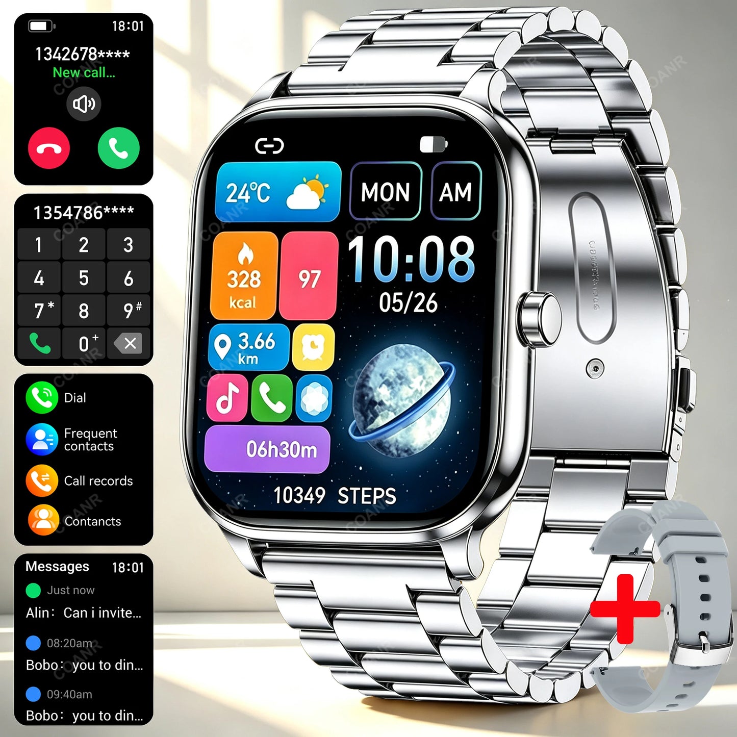 New Men woman Smart Watch 1.83" HD Screen Health Monitor wireless Call Sports Fitness tracking SmartWatches IP68 Waterproof