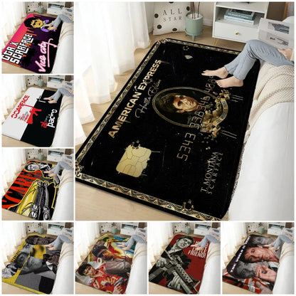 Stylish Movie Scarface Design Floor Mat Sofa Chairs Area Carpet for Living Room Decor Bedroom Non-Slip Bedside Soft Rug Doormat