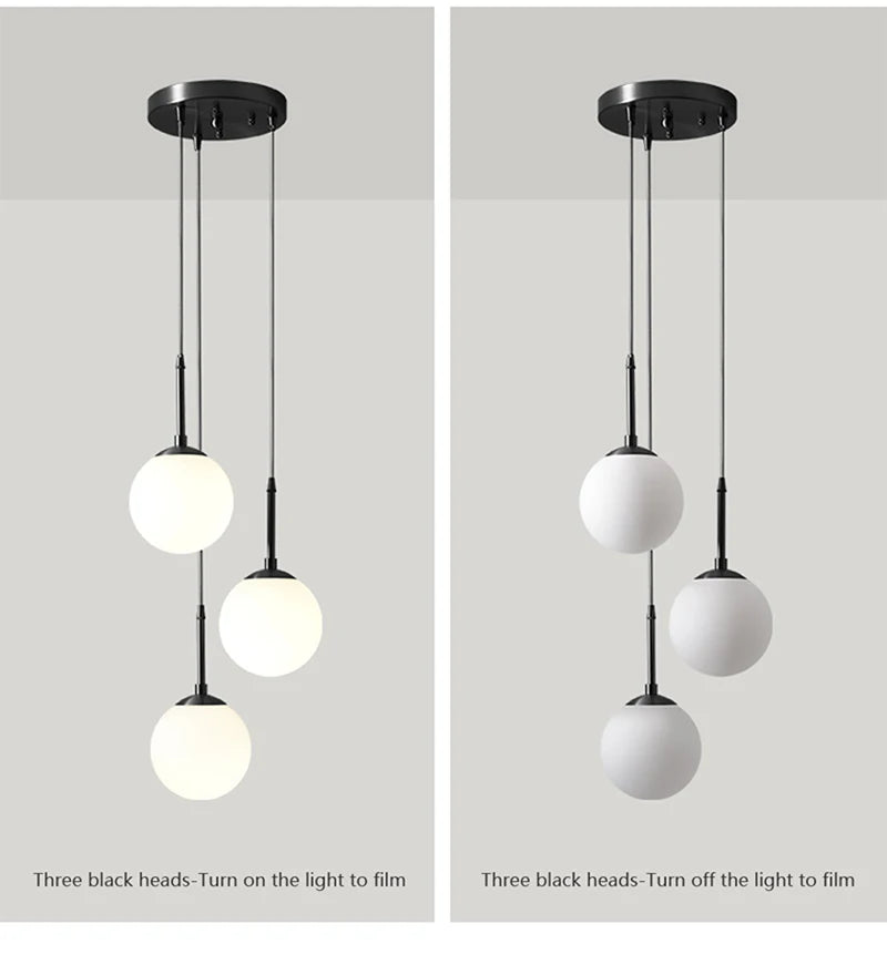 Glass Ball Led Pendant Lamp Modern Fixtures Chandelier Lights for Dining Room Indoor Hotel Lobby Home Decor Stairs Hanging Lamp
