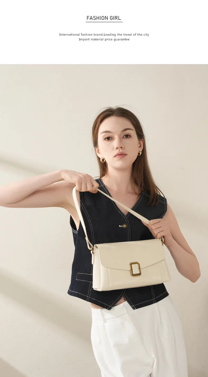 Women's Genuine Grade Cow  Leather Shoulder Crossbody Purse Bag Luxury Designer Ladies Underarm Bag Female Small Square Bag New