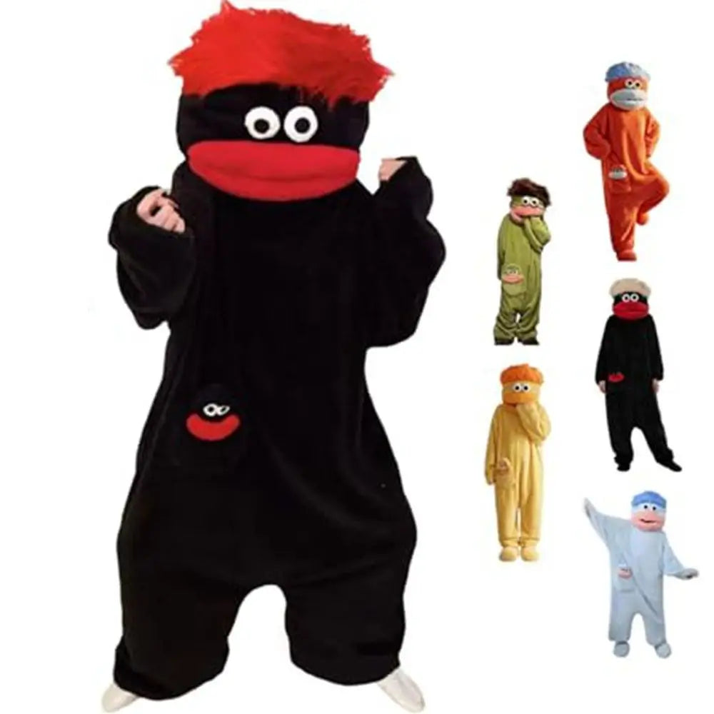 Funny Soft Coral Fleece Big Mouth Onesie Pajamas Thicken Texture Hooded Pajamas Fleece Pajamas Loungewear