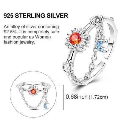 Original 925 Sterling Silver Ring Sun Star Moon Love Bowknot Sunflower Ring For Women Wedding Anniversary Ring Jewelry Gift
