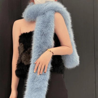 2024 New Winter Imitation Mink Fur Scarf Women Scarf Fluffy Warm Fashion Long Scarf Y2k Girls Europe and America