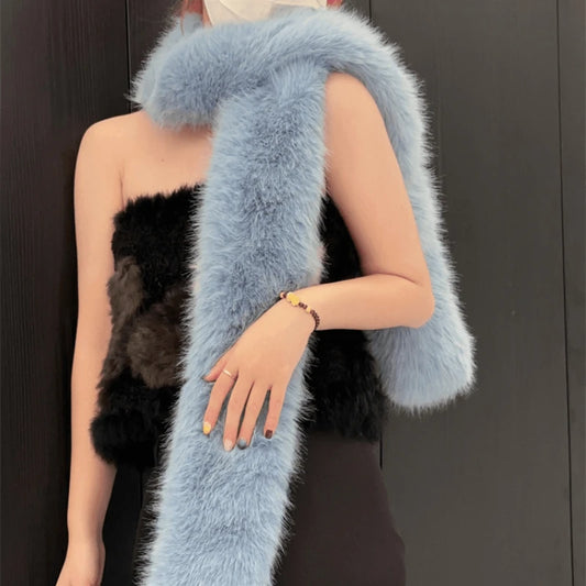 2024 New Winter Imitation Mink Fur Scarf Women Scarf Fluffy Warm Fashion Long Scarf Y2k Girls Europe and America