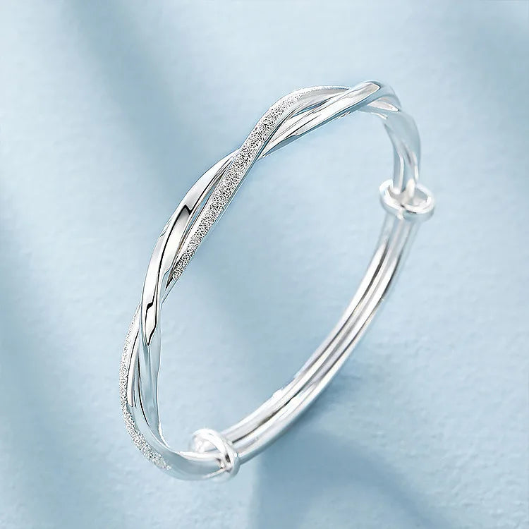 Trendy 925 Sterling Silver Big Bangles Bracelet Cute Charms for Women Lady Fashion Jewelry Adjustment Cuff Wedding Luxury