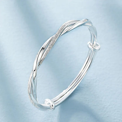 Trendy 925 Sterling Silver Big Bangles Bracelet Cute Charms for Women Lady Fashion Jewelry Adjustment Cuff Wedding Luxury