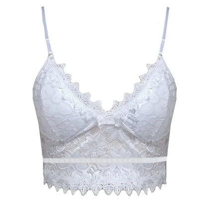 Floral Bralette Lace Bras Push Up for Women Sexy Lingerie Corset Camis Vest Underwear Wire Free Sheer Summer Crop Top Lingerie