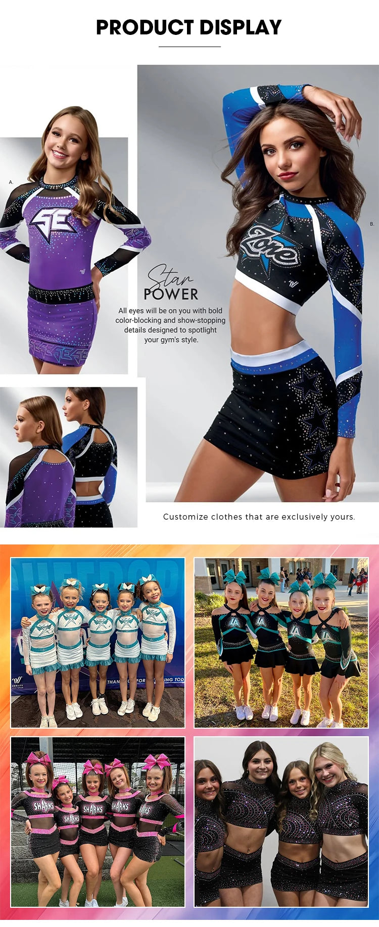 Customized All-star Hot-selling High-quality Competition Uniforms for Youth Cheerleading Uniforms for Performance