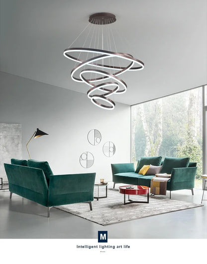 Mordern Minimalist Hign-end LED Pendant Lights Designer Circle Chandelier Home Rooms Decoration for Hall Living Lamping Fixtures