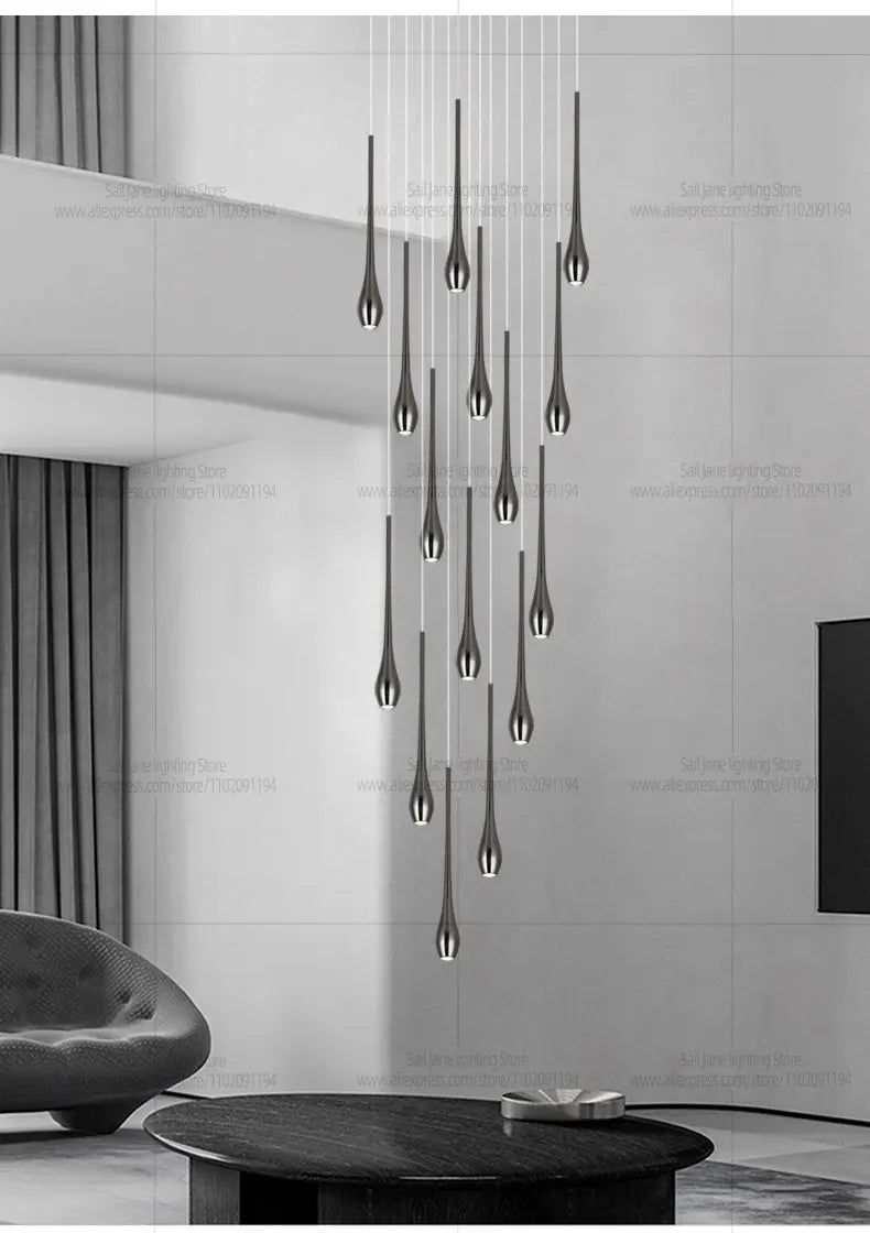 Minimalist LED Chandelier Luxurious Modern Living Room Lighting Duplex Attic Home Decoration Dining Room Staircase Pendant Light