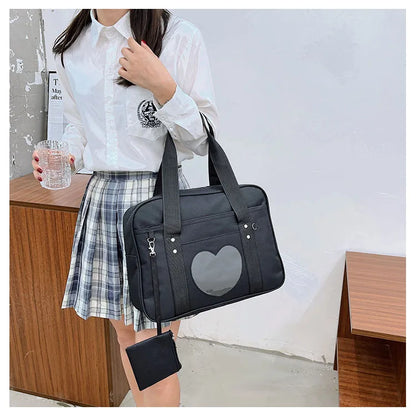 Japanese Preppy Style  Pink Uniform Shoulder School Bags for Women Girls Canvas Large Capacity Casual Luggage Handbags Totes
