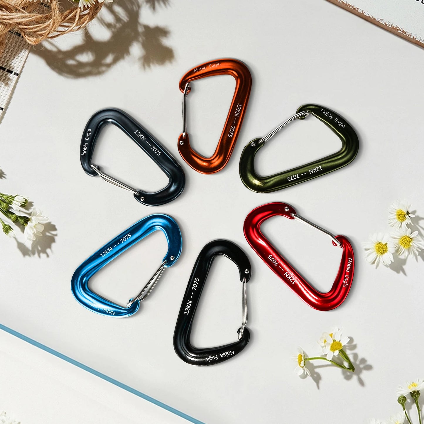 6Pcs 12kn Carabiner Set D Ring Heavy Duty Aluminum Tactical Carabiners Clips Camping Hiking Climbing Hook Hammock Outdoor Gear