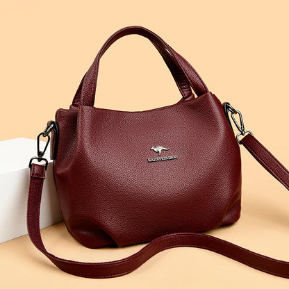 Genuine Soft PU Leather Handbags for Women Vintage Shoulder Tote Bag Luxury Designer Ladies Large Capacity Purse Bags Sac A Main
