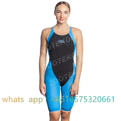 Women Open Back Kneeskin Tech Suit Swimsuit Competition Training Neck to Knee Swimsuit One-piece Jumpsuit Professional Swimsuit