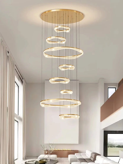 Modern ring stairs led lights pendant light lamps for living room led Chandeliers for dining room hanging light indoor lighting
