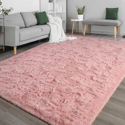 1pc Soft Long-hair Plush Carpet Rug Non-Slip Plush Fluffy Soft Furry Bedside Carpet Drum Carpet Holiday Suitable for Dormitory Home Decoration Pet-Friendly Bedroom Living Room Carpet Home Decoration Room Decoration