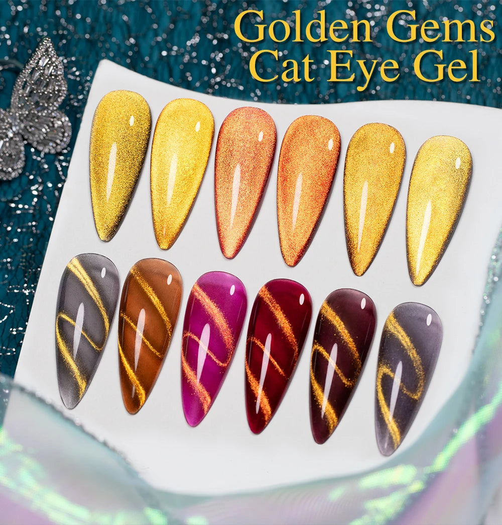 7.5ml Golden Light  Magnetic Gel Golden Gems Magnetic Gel Nail Polish Cat Nail Sparkling Glitter Semi Permanent Varnish