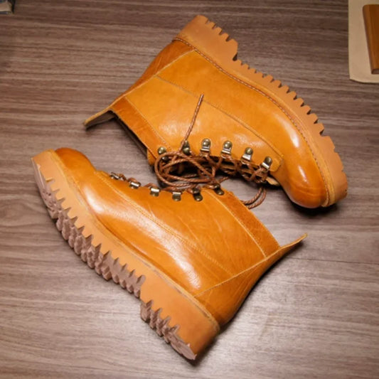 Designer Genuine Leather Office Casual Thick Sole Ankle Boots Men's Shoes Cowhide High End Fashion Work Chelsea Motorcycle Boots