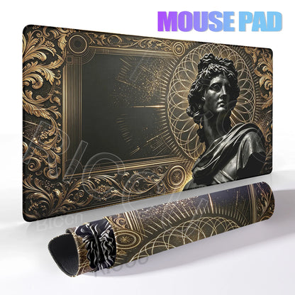 Black Majestic Sculpture Mouse Pad Large Desk Accessories Desk Pad Rubber Base Edge Mousepad Non-Slip Mousepad for Office