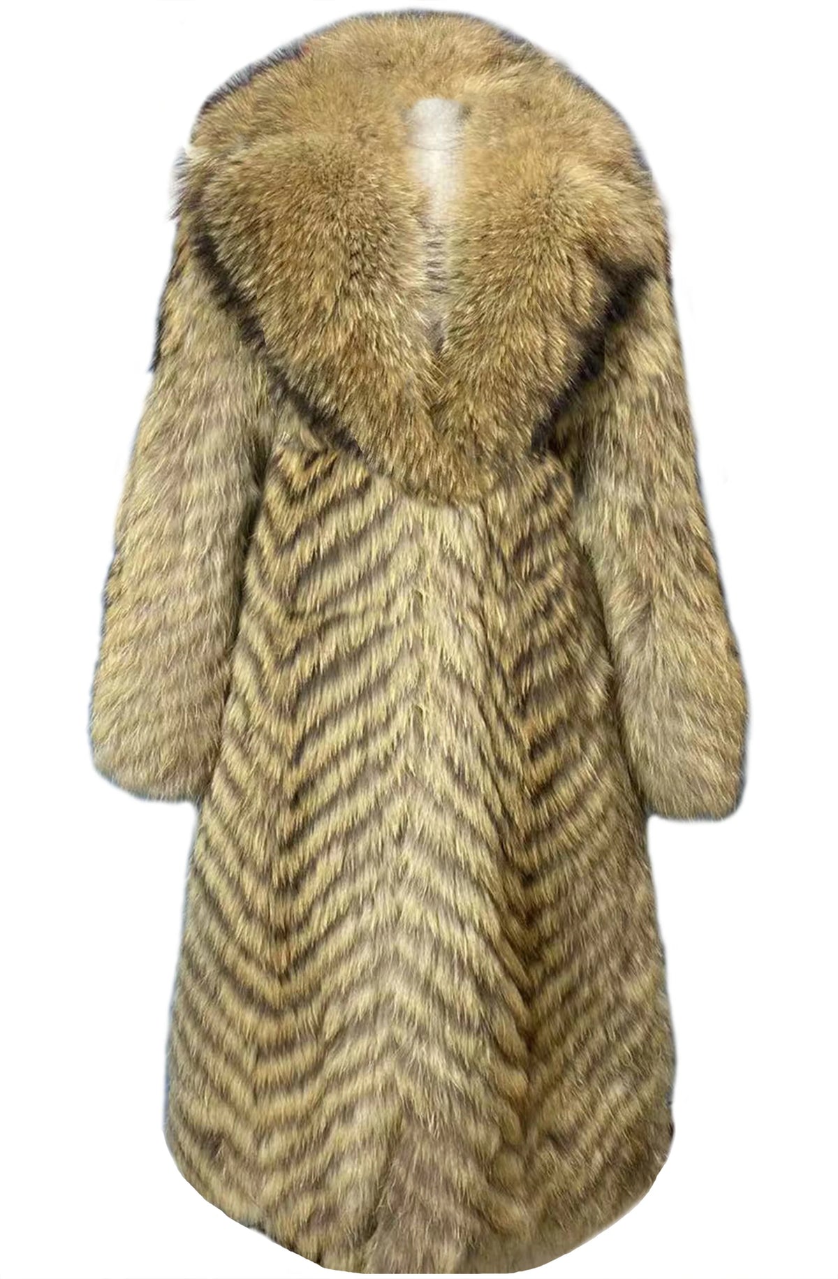 2025 Women's Real Fox Fur Winter Coat X-Long Natural Fluffy Luxe Jacket Streetwear Fashion