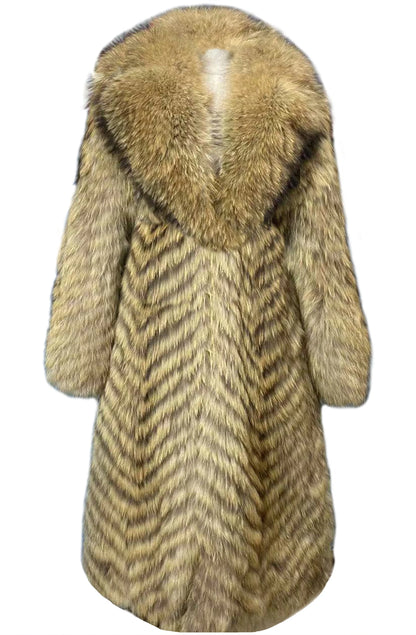 2025 Women's Real Fox Fur Winter Coat X-Long Natural Fluffy Luxe Jacket Streetwear Fashion