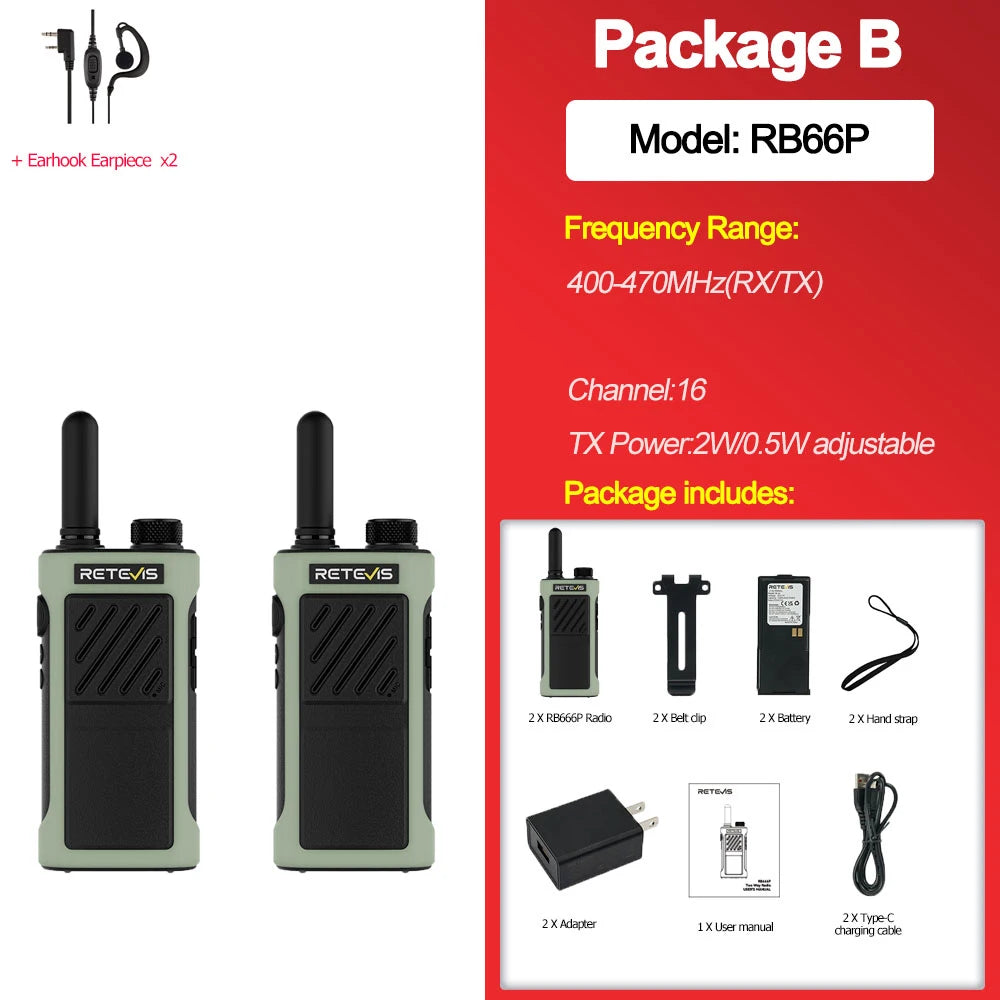 Retevis RB666P Walkie Talkie 3-speed Fast Charging Two Way Radio Communication Radios Walkie-talkie Professional Communicator