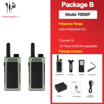 Retevis RB666P Walkie Talkie 3-speed Fast Charging Two Way Radio Communication Radios Walkie-talkie Professional Communicator