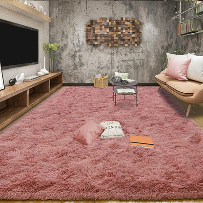 1pc Soft Long-hair Plush Carpet Rug Non-Slip Plush Fluffy Soft Furry Bedside Carpet Drum Carpet Holiday Suitable for Dormitory Home Decoration Pet-Friendly Bedroom Living Room Carpet Home Decoration Room Decoration