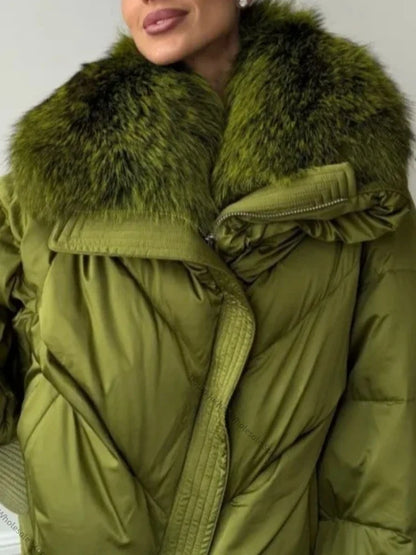 Women's down Jacket Waterproof Lightweight Puffer Jacket with Fur New Coats and Jackets Luxury Padding Reversible Coat with Zip