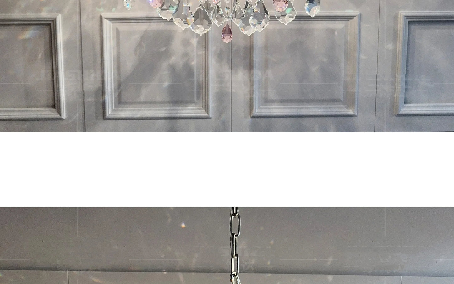 French Romantic Crysatl Candle Chandelier Luxury Glass Pink E14 Pendant Lights Living Room Art Decor Led Lamparas Bedroom Lamp