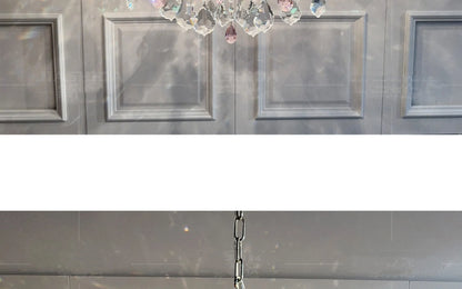 French Romantic Crysatl Candle Chandelier Luxury Glass Pink E14 Pendant Lights Living Room Art Decor Led Lamparas Bedroom Lamp