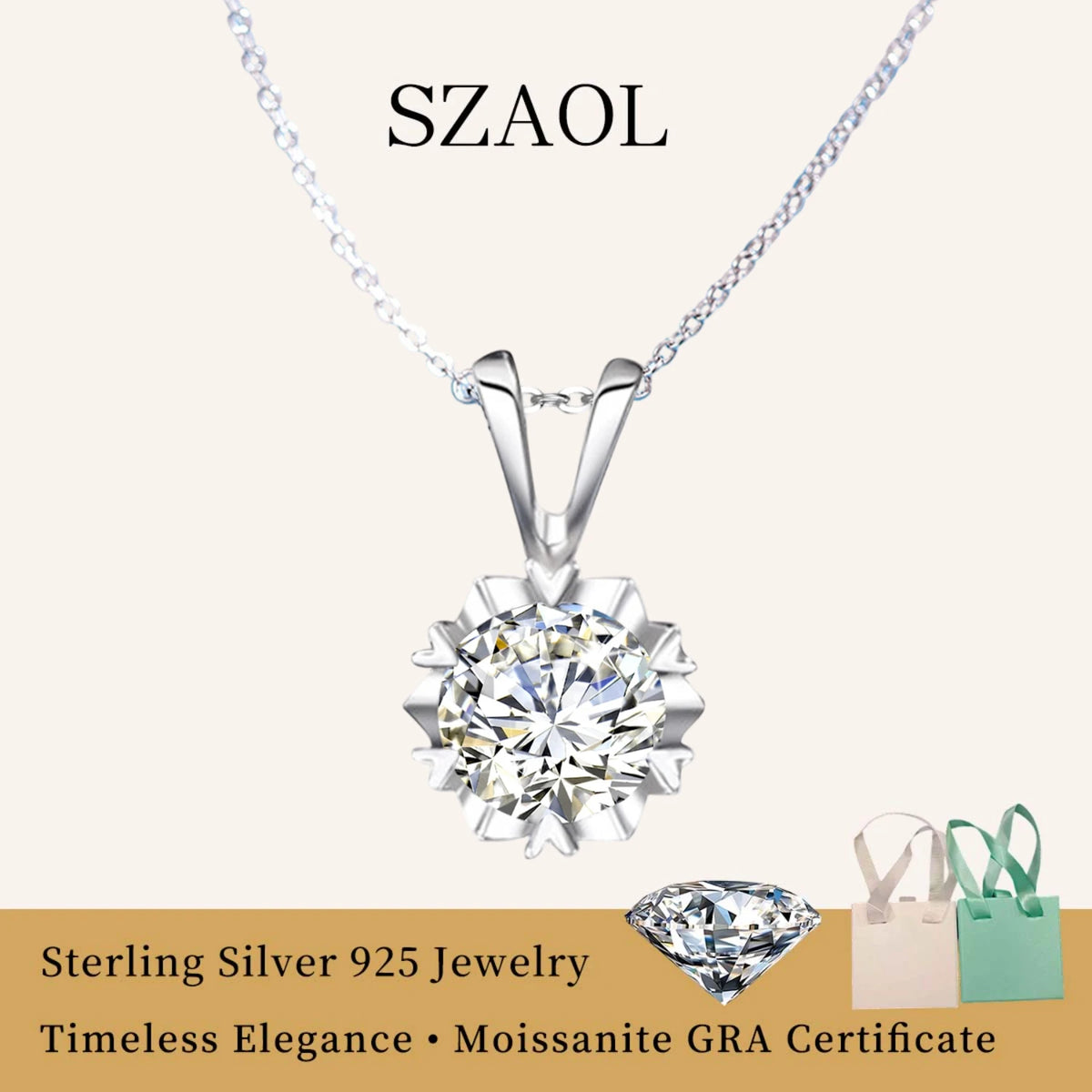 14K Gold Filled GRA Certificate 1-3ct Moissanite Snowflake Pendant 925 Silver Solitaire Necklace For Her Everyday Wear Jewellry