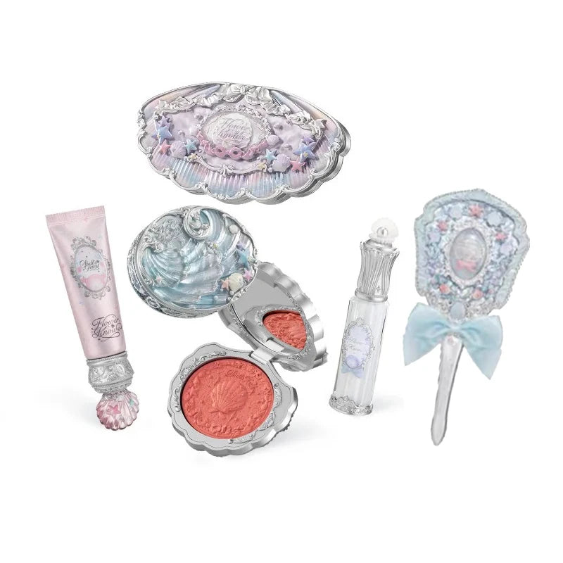 Flowerknows Shell's Jewel Makeup Gift Set Eye Blush Lip Glaze Setting Powder Correcting Primer For Women Full Kit