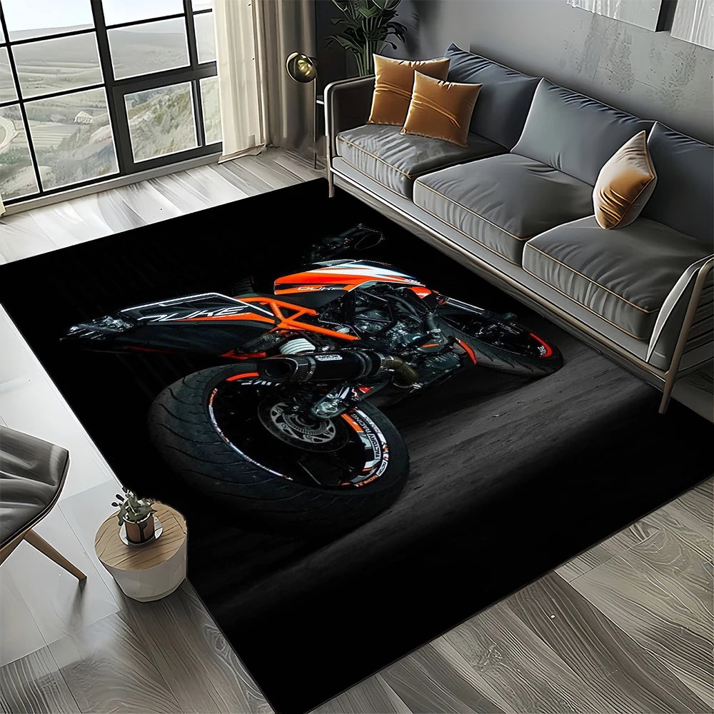 Racing Car K-KTM Motorcycle Carpet Rug for Living Room Bedroom Home Sofa Decoration,Kids Play Area Rug Non-slip Floor Mat Gift