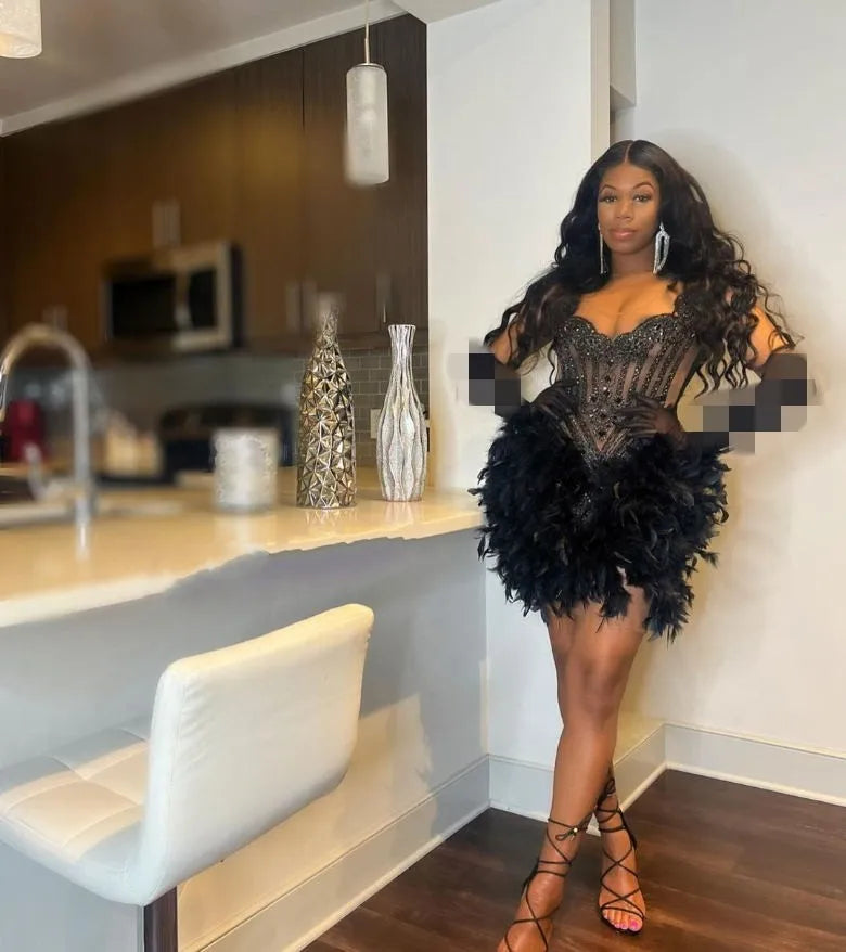 Glitter Gold Diamonds Prom Dress 2025 For Black Girls Glitter Bead Crystal Rhinestones Birthday Party Cocktail Senior Customized