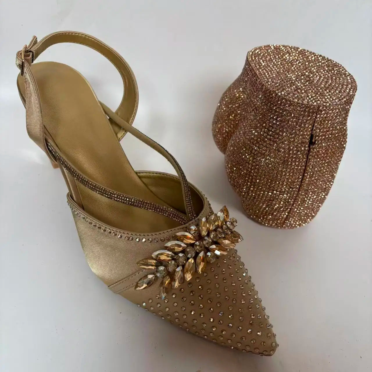 Insightlink Elegant Italian Design Pink Butterfly Shoes and Bag Set for Women - Perfect for Parties and Weddings