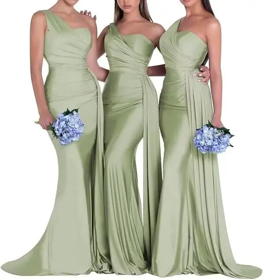 One Shoulder Mermaid Bridesmaid Dresses Corset Back Formal Evening Party Gowns 2026 Prom Graduation Dress Customized