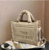 Female Square Tote Crossbody Bag Aesthetic Velour Elegant Letter Print Ladies Shoulder Bags Top Handle Women's Charisma Handbags
