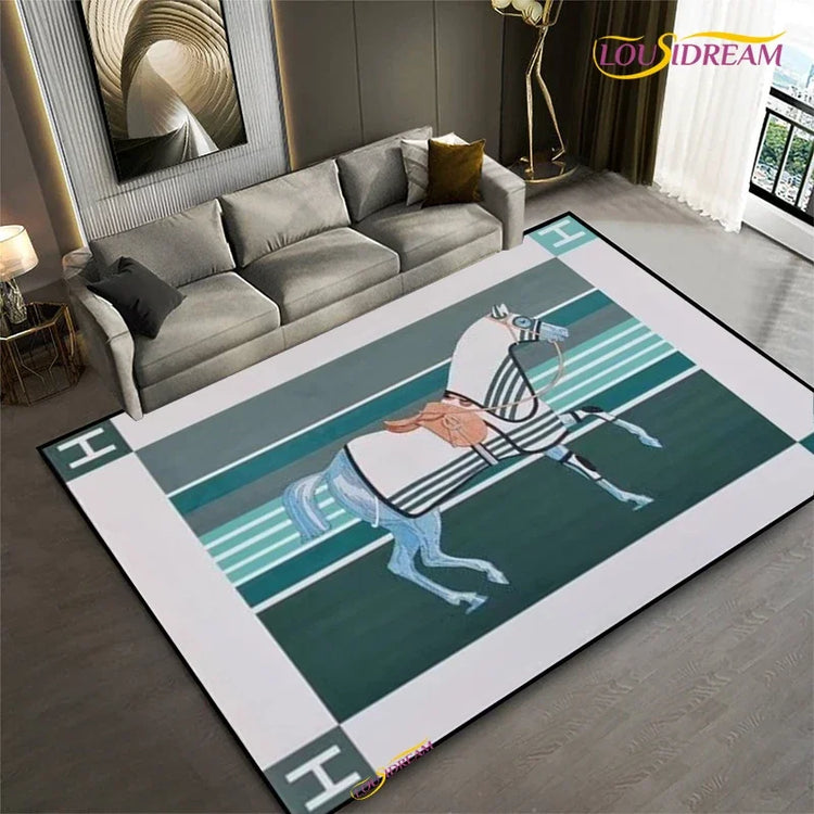 Fashion Ethnic Frame Horse Carpet Living Room bedroom yoga rugs kitchen Door Kids Un-Slip Mats Alfombra birthday gift Poster Mat