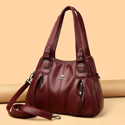 Genuine Soft Pu Leather Handbags for Women Vintage Shoulder Tote Bag Luxury Designer Ladies Large Capacity Purse Bags Sac A Main