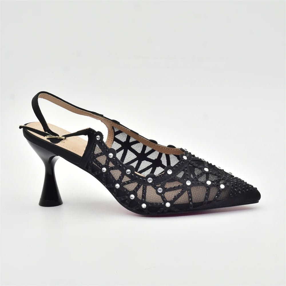 Italian Shoe and Bag Set for Party In Women Shoes for Women 2025 Designer Luxury Hollow Design Trendy Party Ladies Shoes and Bag