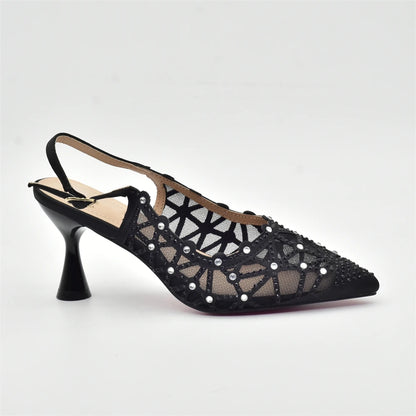 Italian Shoe and Bag Set for Party In Women Shoes for Women 2025 Designer Luxury Hollow Design Trendy Party Ladies Shoes and Bag