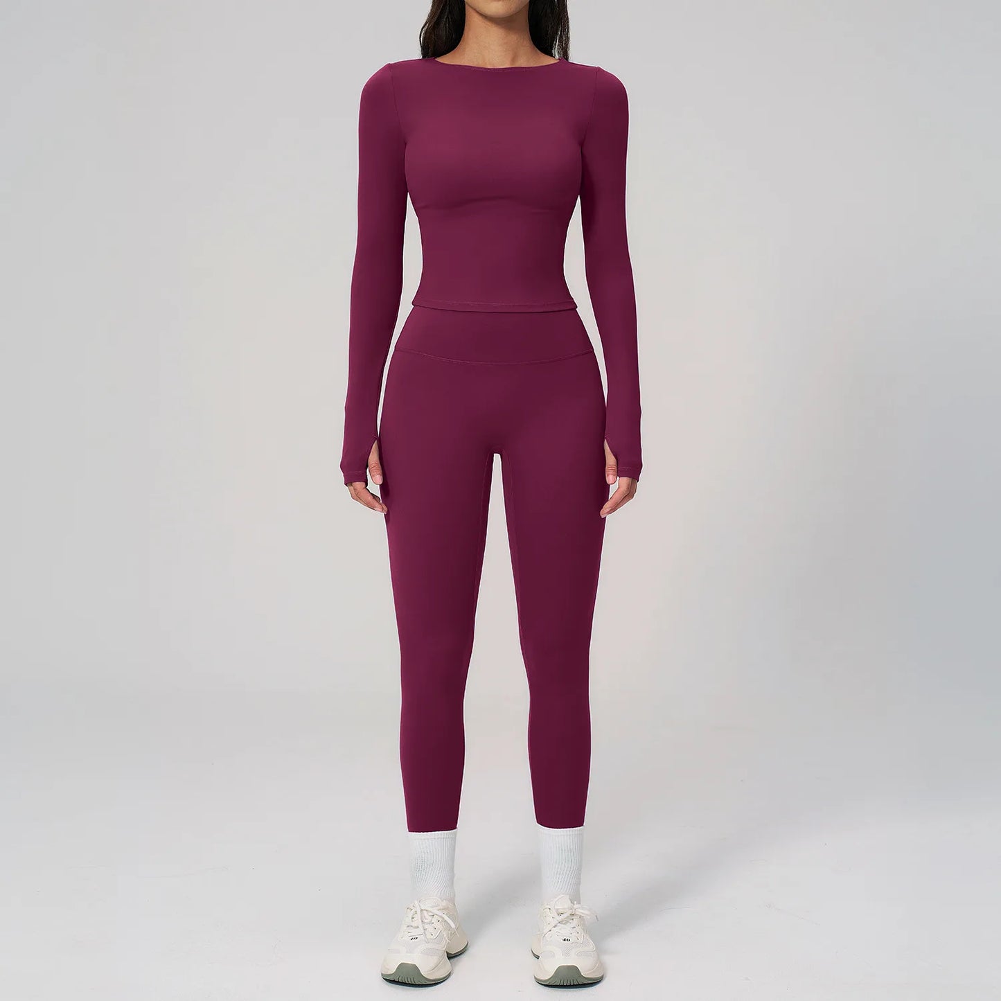 Yoga Set 2PCS Women Tracksuit Sportswear Workout Clothes Athletic Wear Gym Clothing Legging Fitness Top Long Sleeve Sports Suits