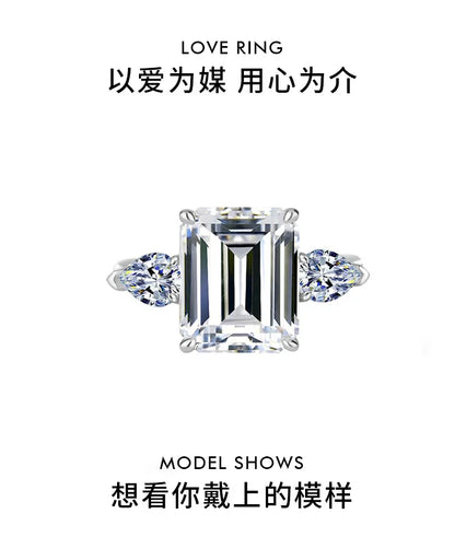 Wholesale Fancy Shape Diamond Ring - Women's PT950 Platinum, 5 Carat Radiant Cut Moissanite, Luxury Sparkly