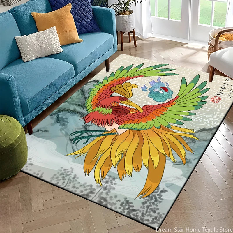 Japanese Anime Pokemon Card Retro Charizard Area Carpet for Living Room Home Decor Sofa Table Rug Anti Slip Chair Floor Mat Gift