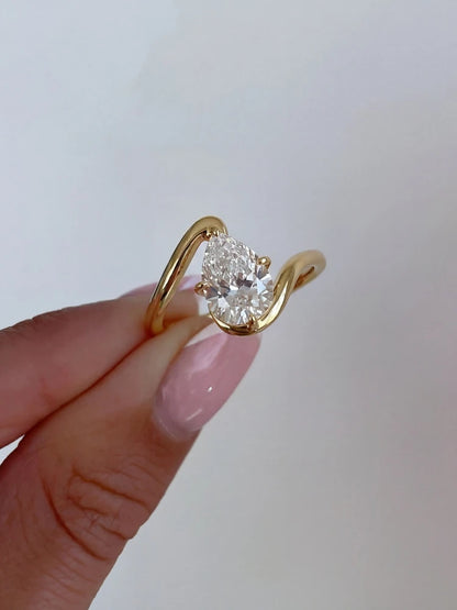 925 Sterling Silver Simple Fashion Water Drop Zircon Ring For Women Engagement Wedding Luxury High Quality Fine Jewelry